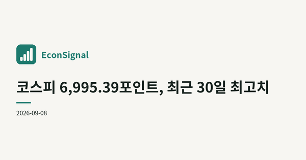 코스피 6,995.39포인트, 최근 30일 최고치